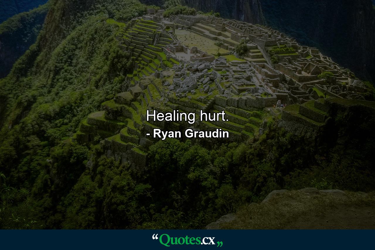 Healing hurt. - Quote by Ryan Graudin