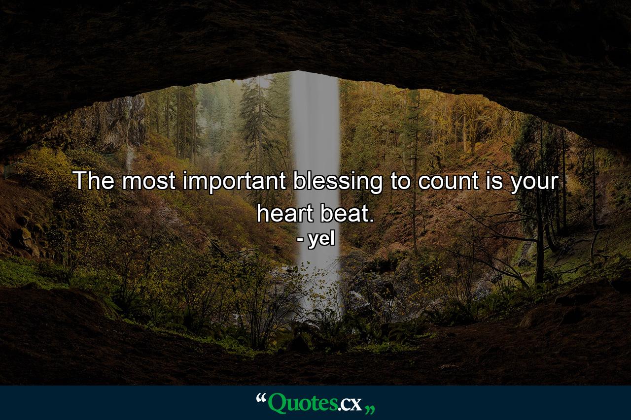 The most important blessing to count is your heart beat. - Quote by yel