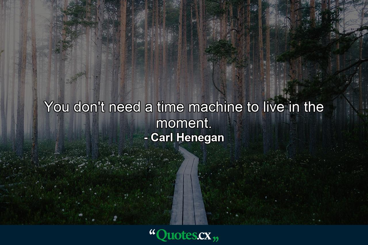 You don't need a time machine to live in the moment. - Quote by Carl Henegan