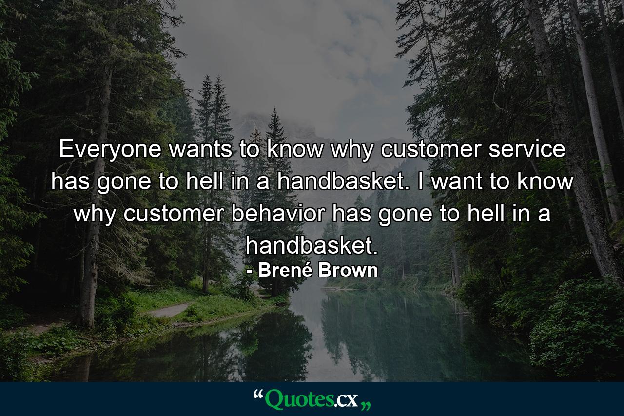 Everyone wants to know why customer service has gone to hell in a handbasket. I want to know why customer behavior has gone to hell in a handbasket. - Quote by Brené Brown