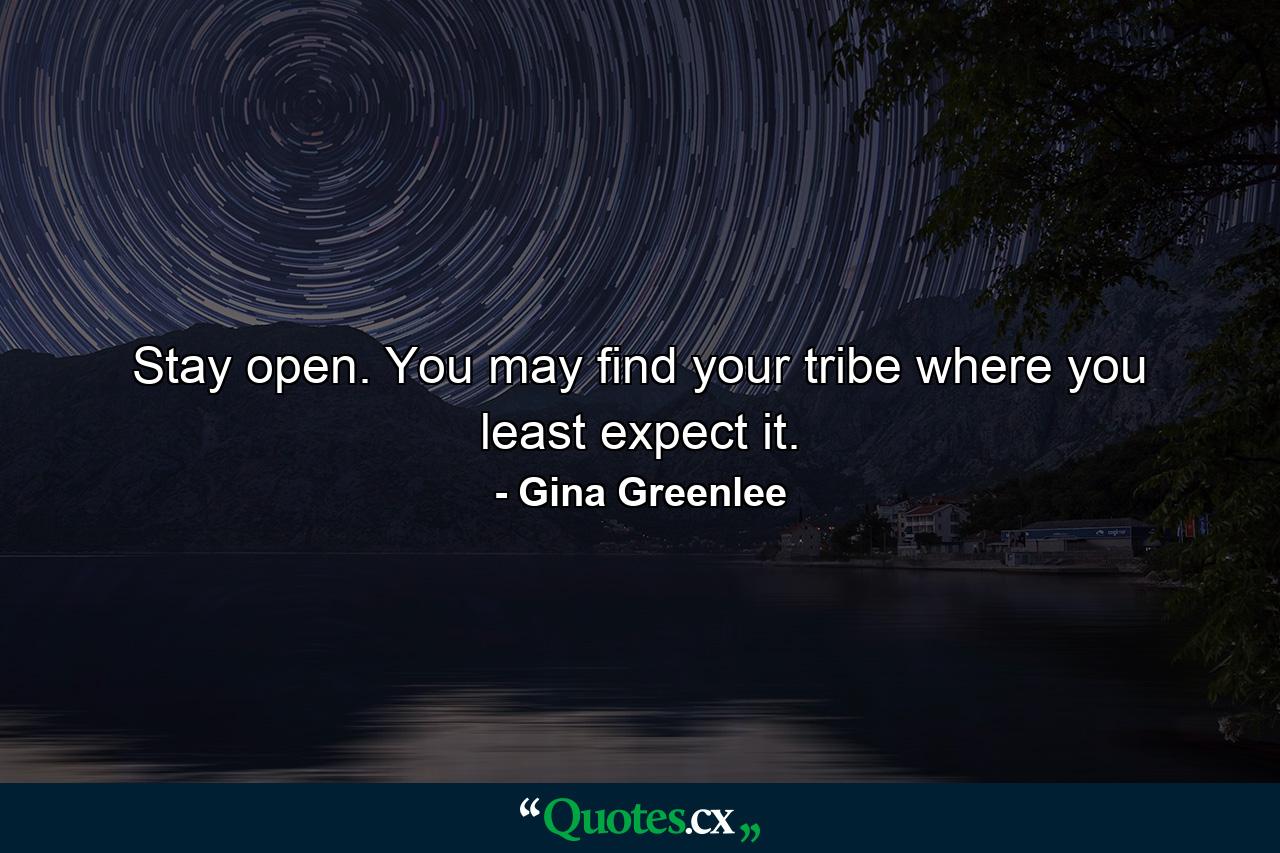 Stay open. You may find your tribe where you least expect it. - Quote by Gina Greenlee