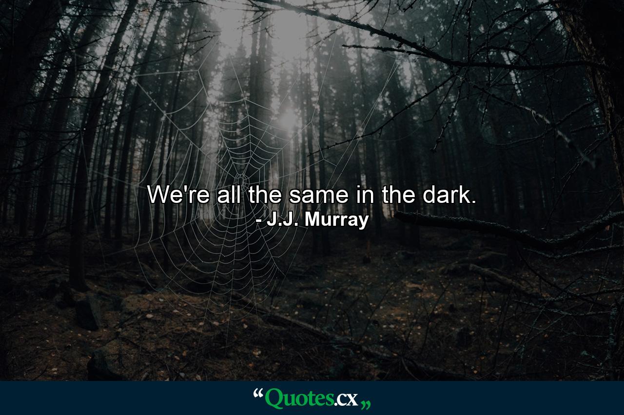 We're all the same in the dark. - Quote by J.J. Murray