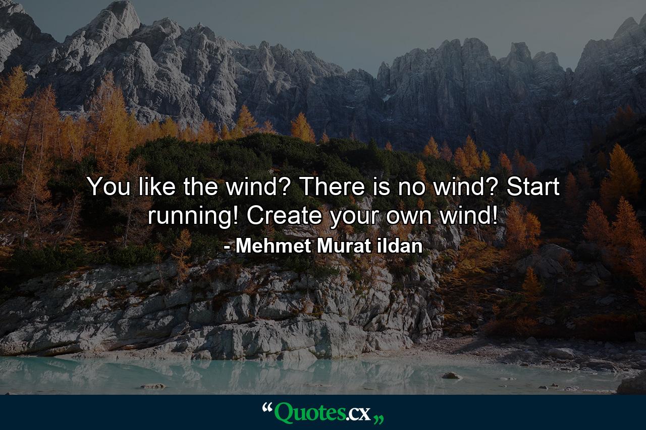 You like the wind? There is no wind? Start running! Create your own wind! - Quote by Mehmet Murat ildan