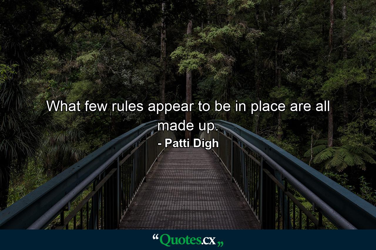 What few rules appear to be in place are all made up. - Quote by Patti Digh