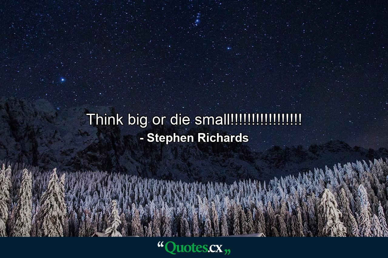 Think big or die small!!!!!!!!!!!!!!!!! - Quote by Stephen Richards