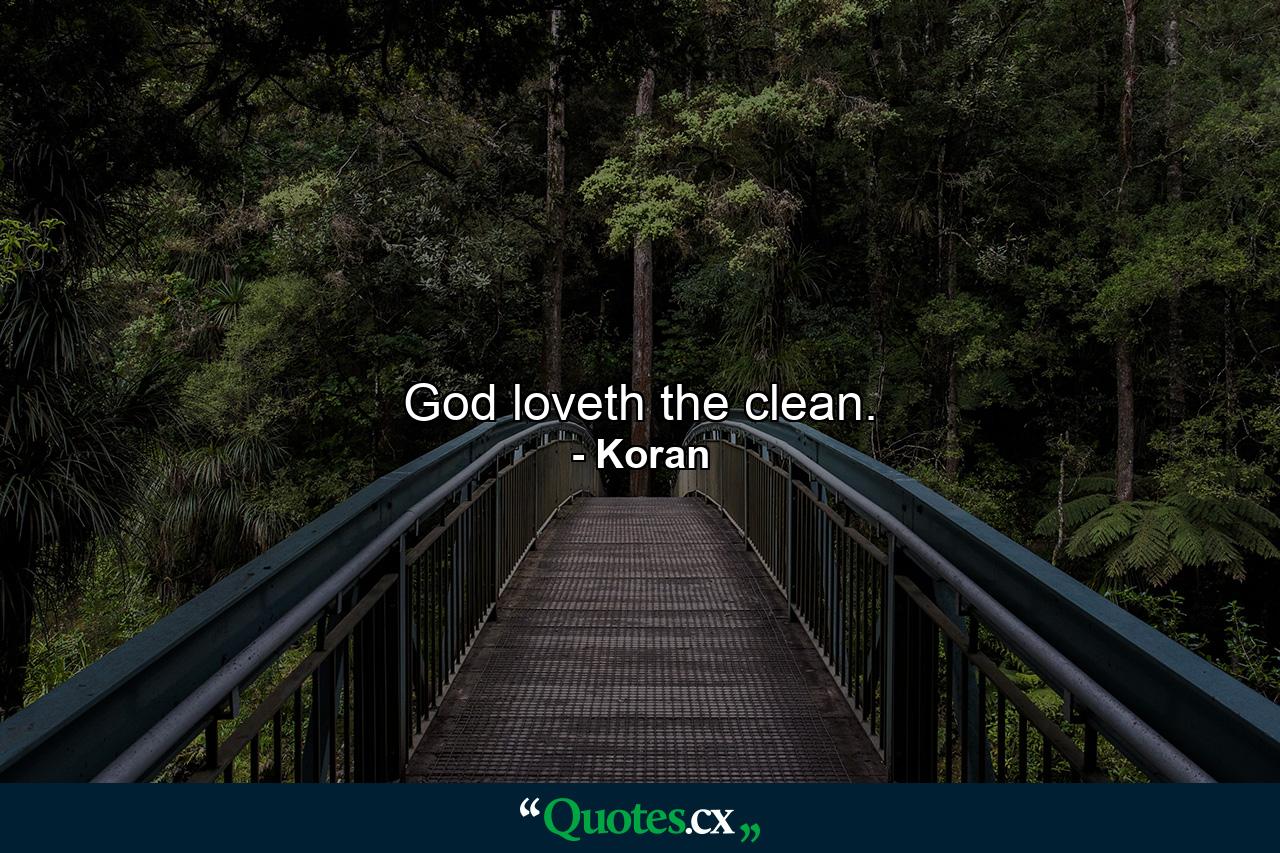 God loveth the clean. - Quote by Koran