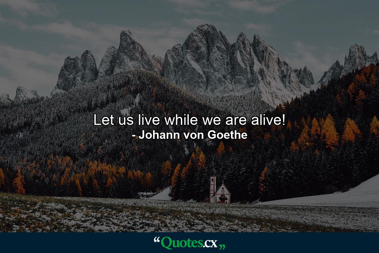 Let us live  while we are alive! - Quote by Johann von Goethe