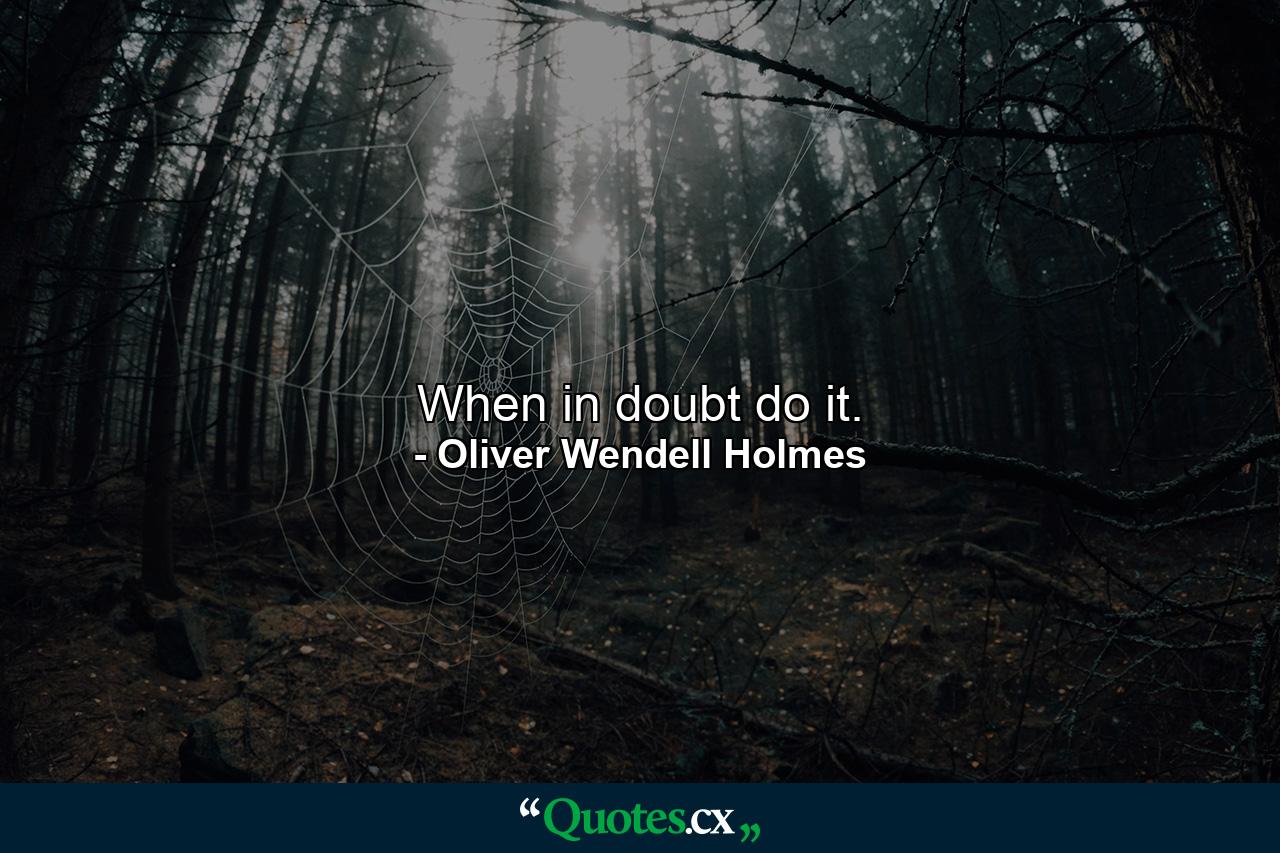 When in doubt  do it. - Quote by Oliver Wendell Holmes