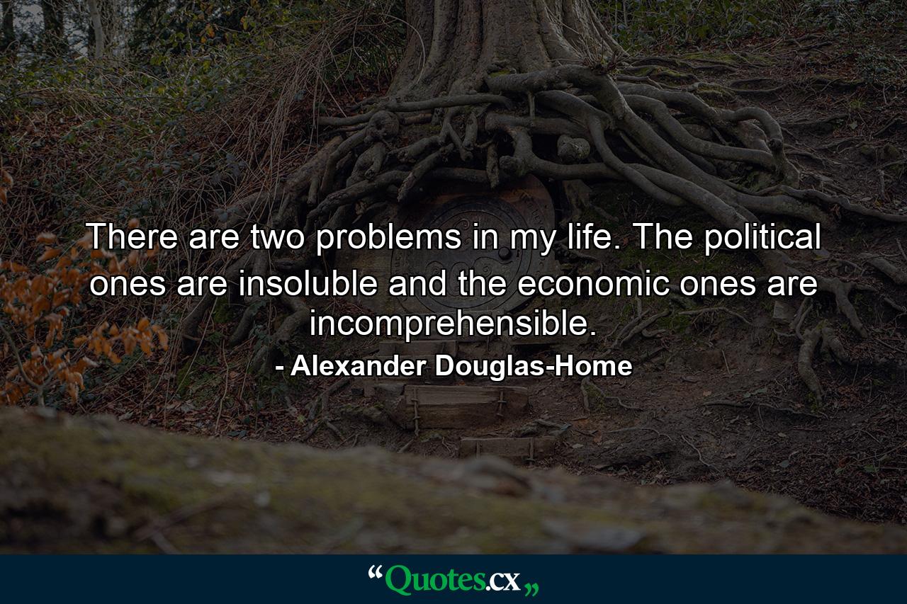 There are two problems in my life. The political ones are insoluble and the economic ones are incomprehensible. - Quote by Alexander Douglas-Home