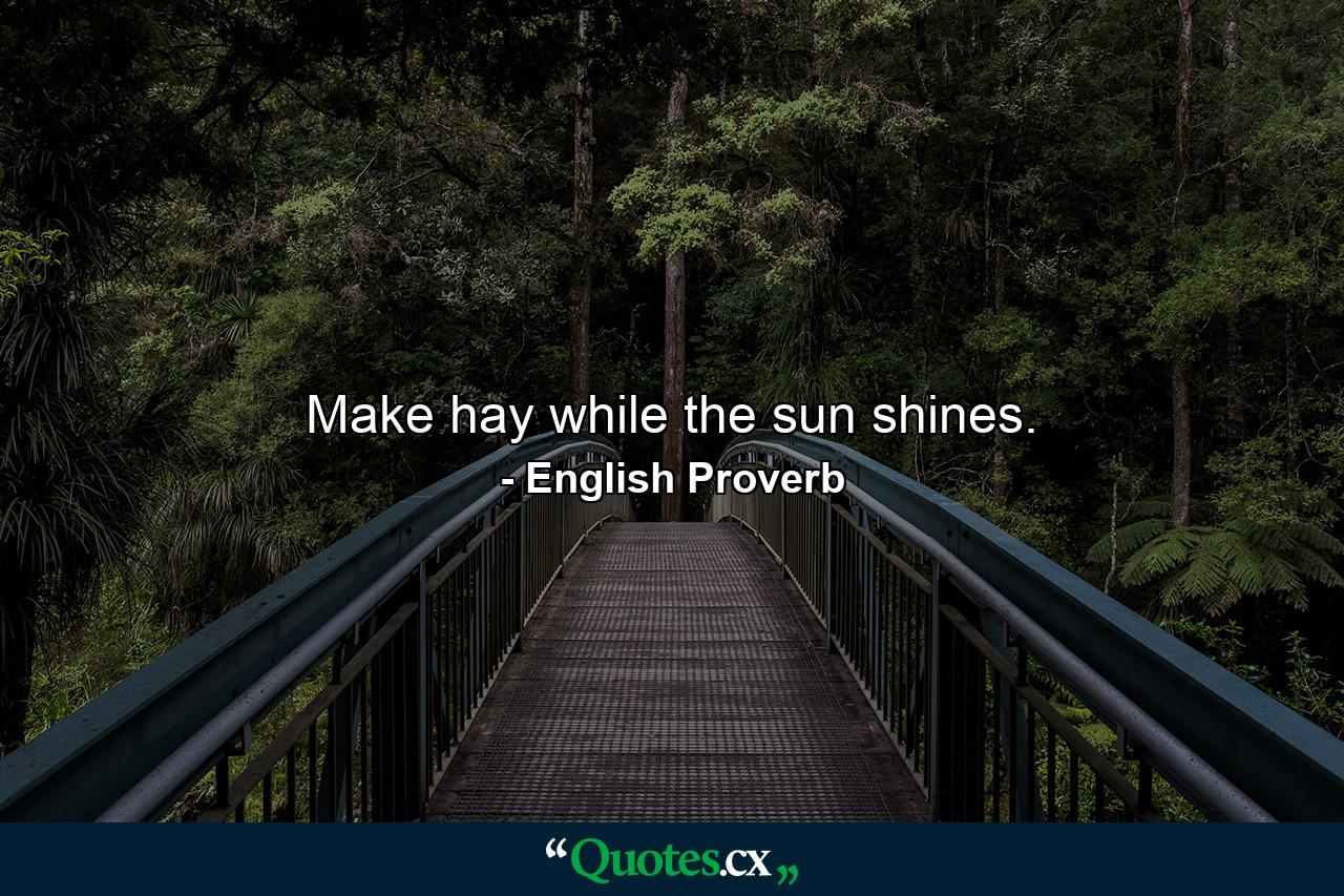 Make hay while the sun shines. - Quote by English Proverb