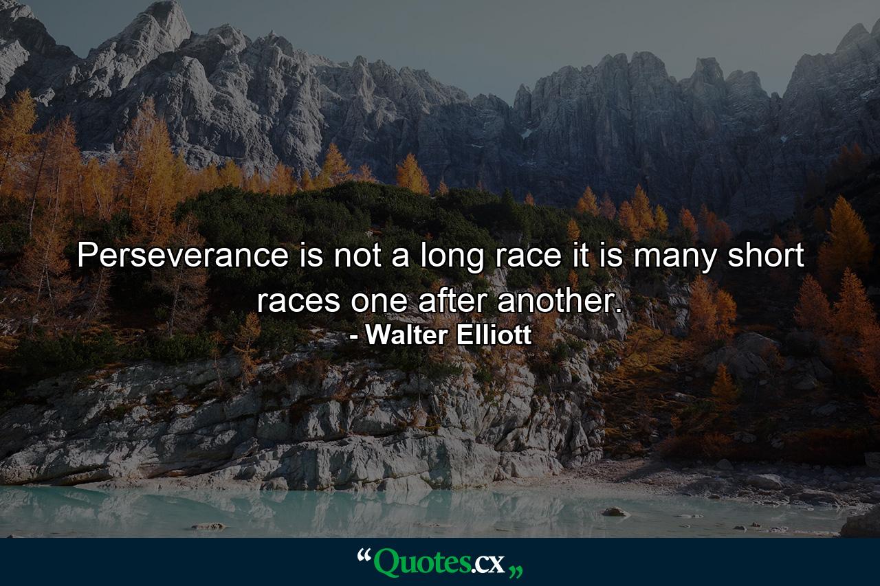 Perseverance is not a long race  it is many short races  one after another. - Quote by Walter Elliott