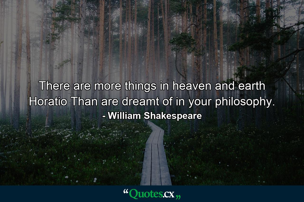 There are more things in heaven and earth  Horatio  Than are dreamt of in your philosophy. - Quote by William Shakespeare