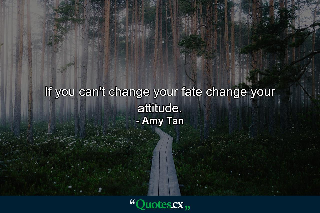 If you can't change your fate  change your attitude. - Quote by Amy Tan