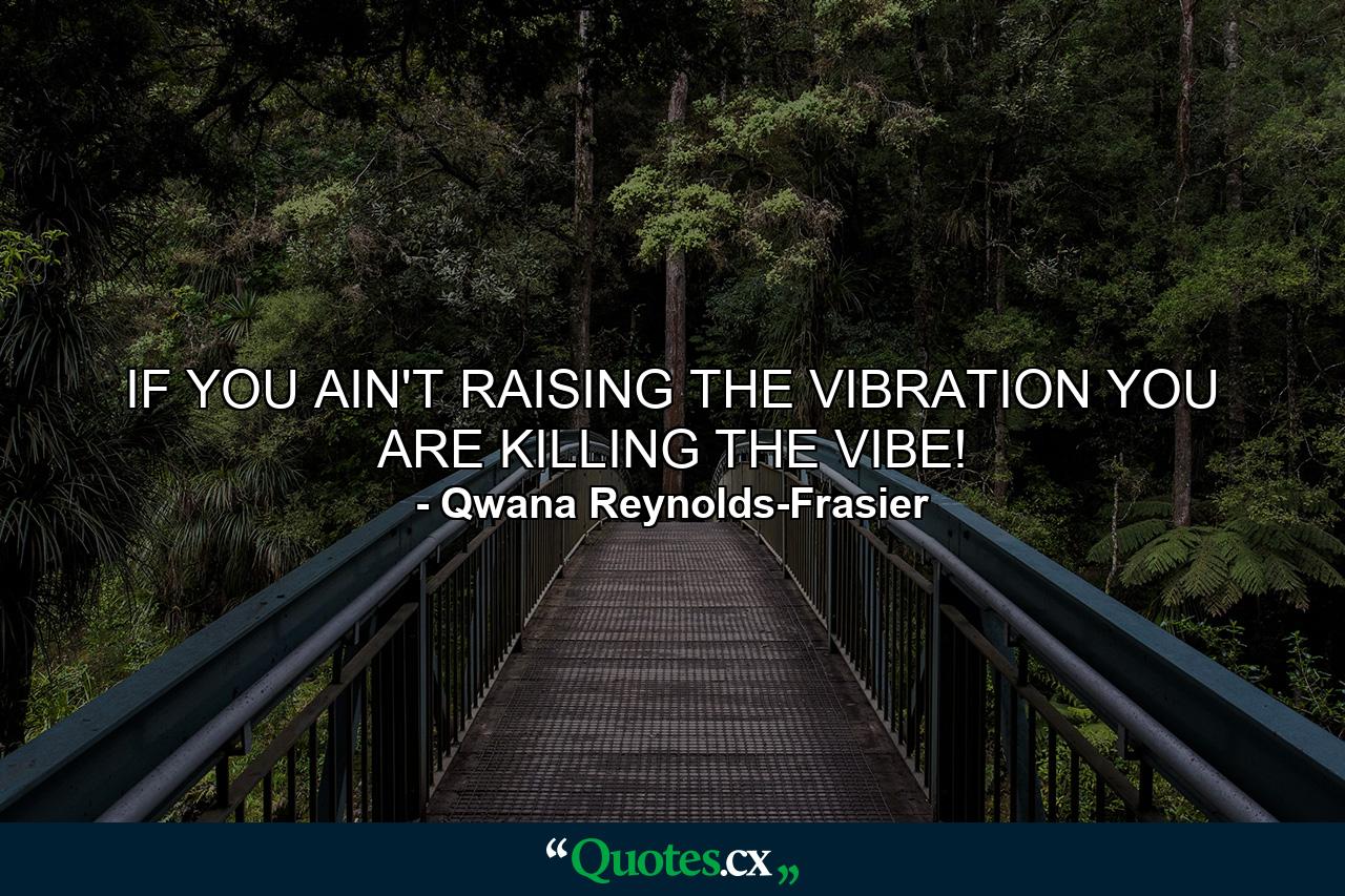 IF YOU AIN'T RAISING THE VIBRATION YOU ARE KILLING THE VIBE! - Quote by Qwana Reynolds-Frasier