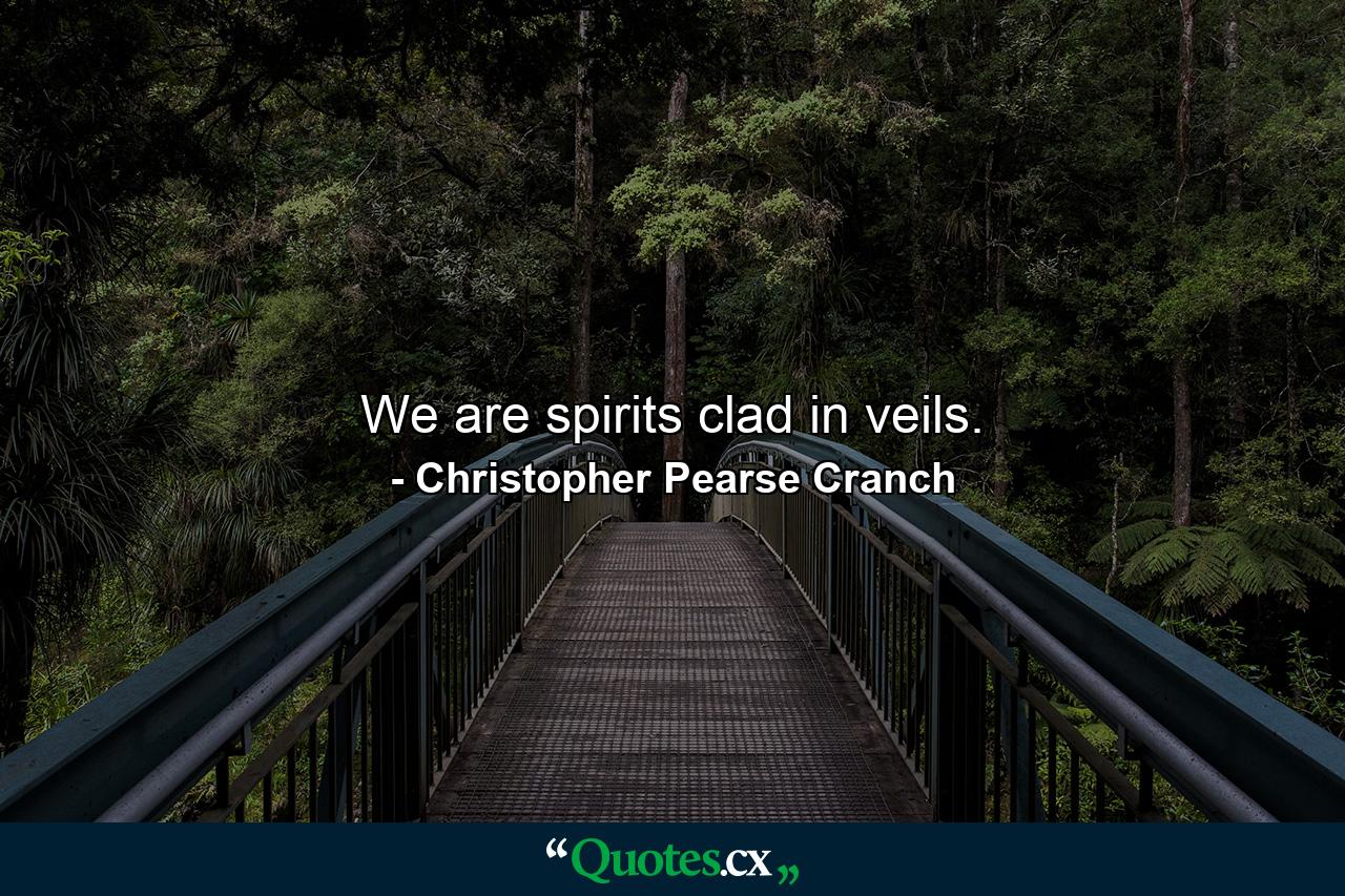 We are spirits clad in veils. - Quote by Christopher Pearse Cranch