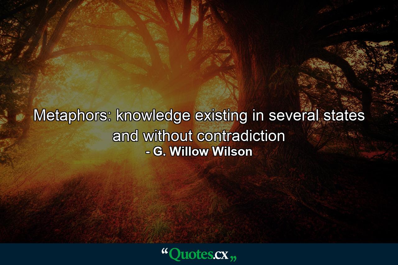 Metaphors: knowledge existing in several states and without contradiction - Quote by G. Willow Wilson