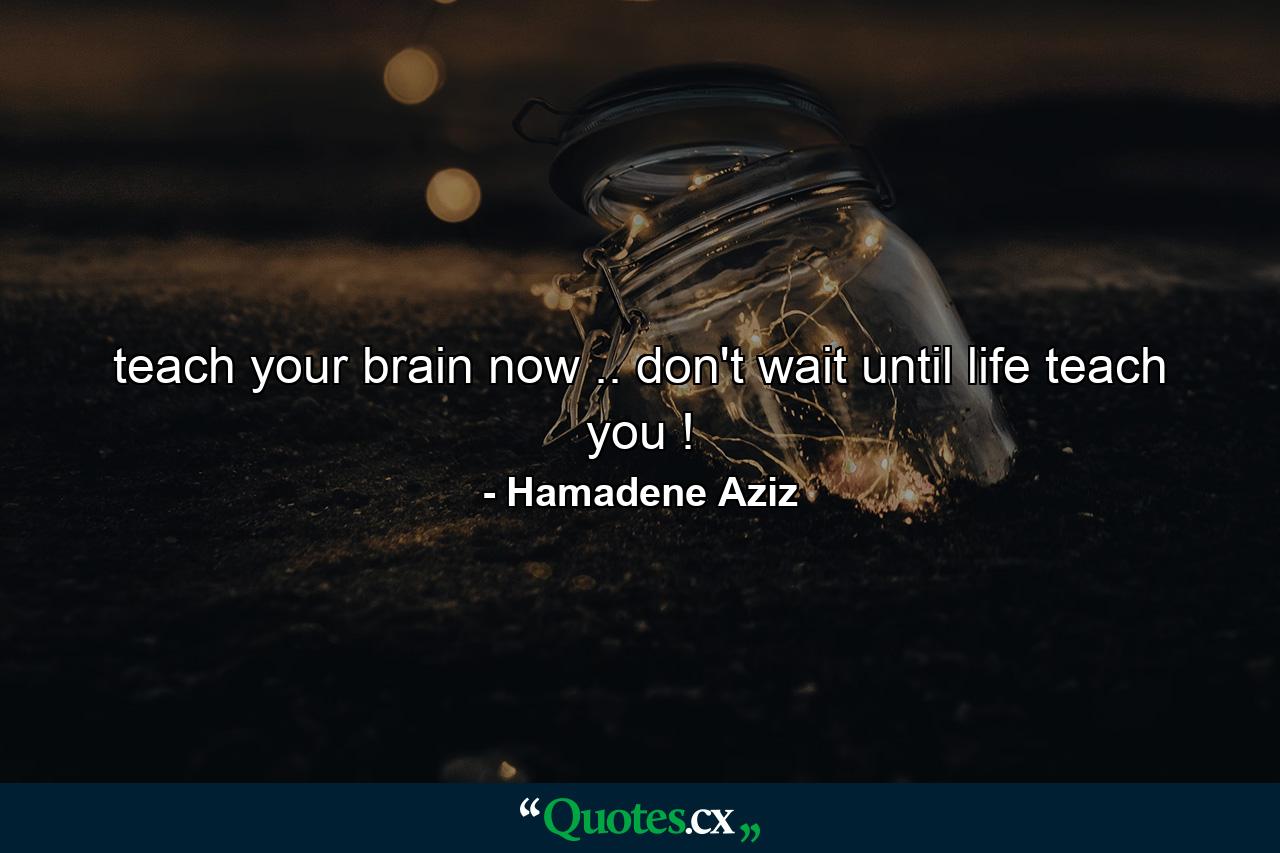 teach your brain now .. don't wait until life teach you ! - Quote by Hamadene Aziz