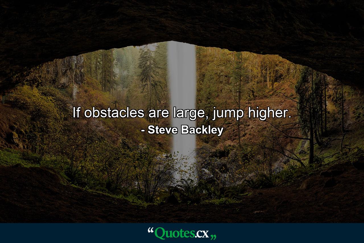 If obstacles are large, jump higher. - Quote by Steve Backley