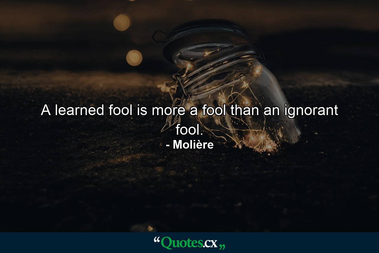 A learned fool is more a fool than an ignorant fool. - Quote by Molière