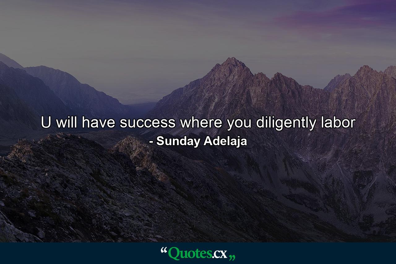 U will have success where you diligently labor - Quote by Sunday Adelaja