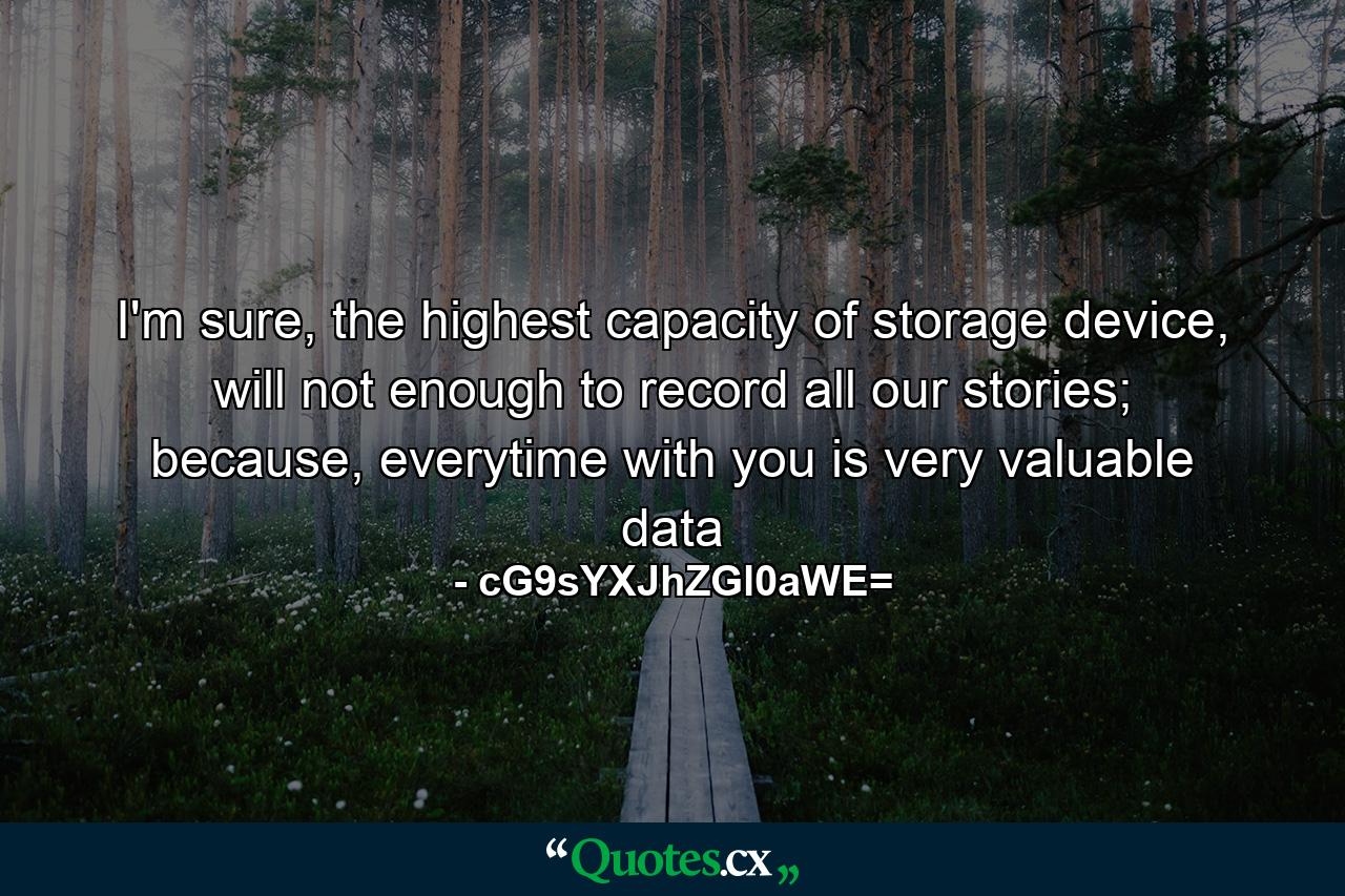 I'm sure, the highest capacity of storage device, will not enough to record all our stories; because, everytime with you is very valuable data - Quote by cG9sYXJhZGl0aWE=