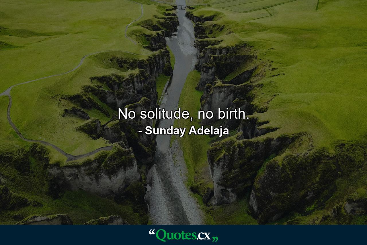 No solitude, no birth. - Quote by Sunday Adelaja