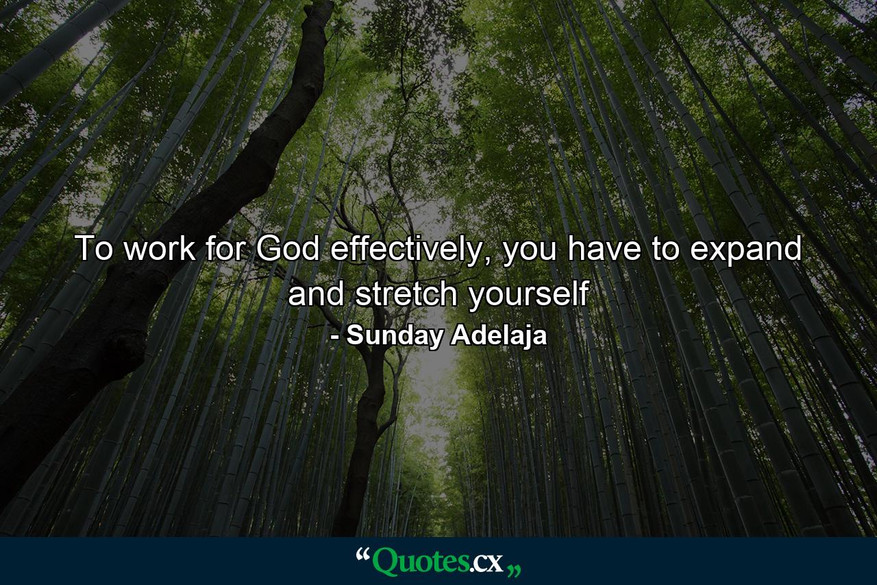 To work for God effectively, you have to expand and stretch yourself - Quote by Sunday Adelaja