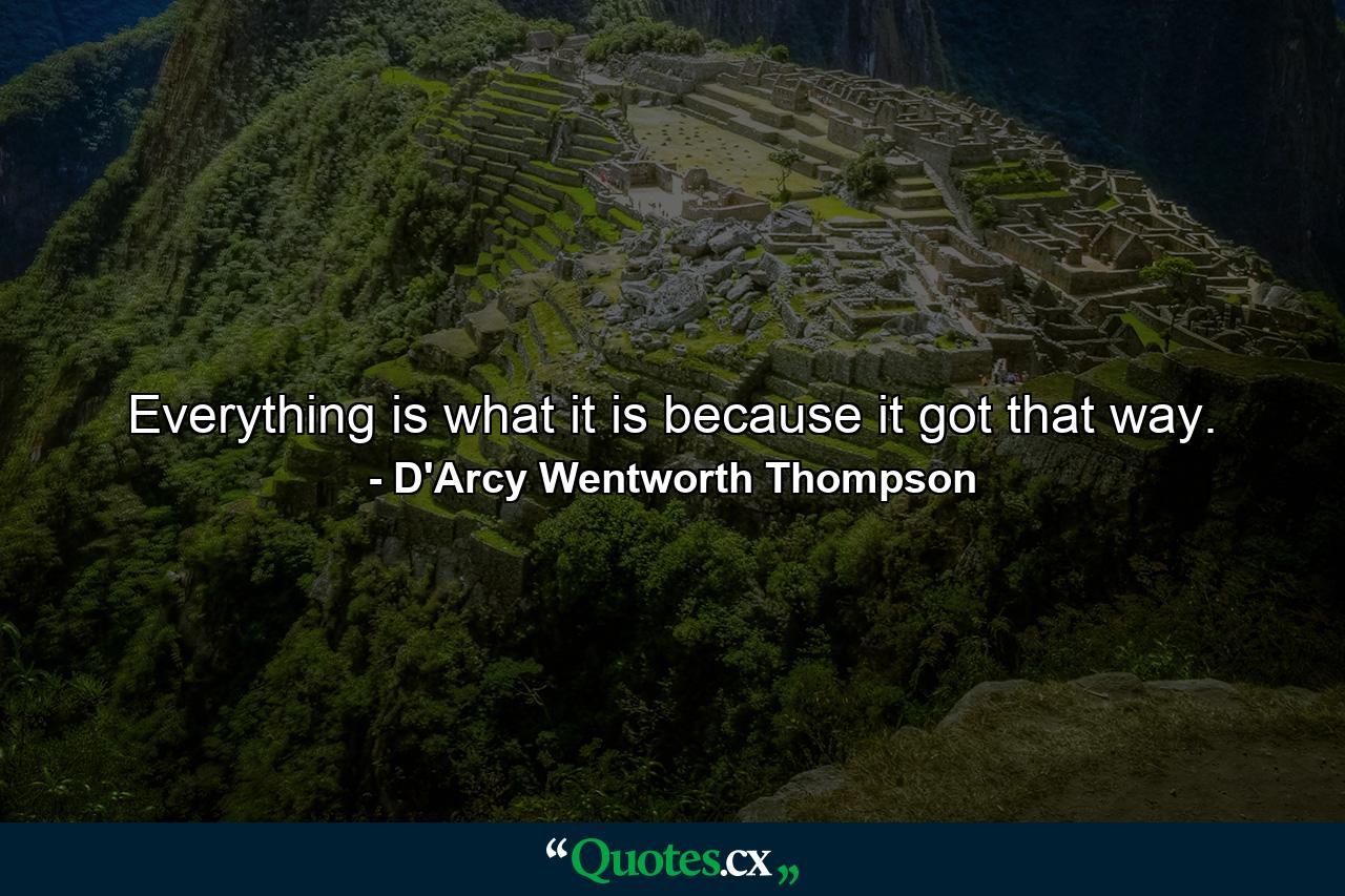 Everything is what it is because it got that way. - Quote by D'Arcy Wentworth Thompson