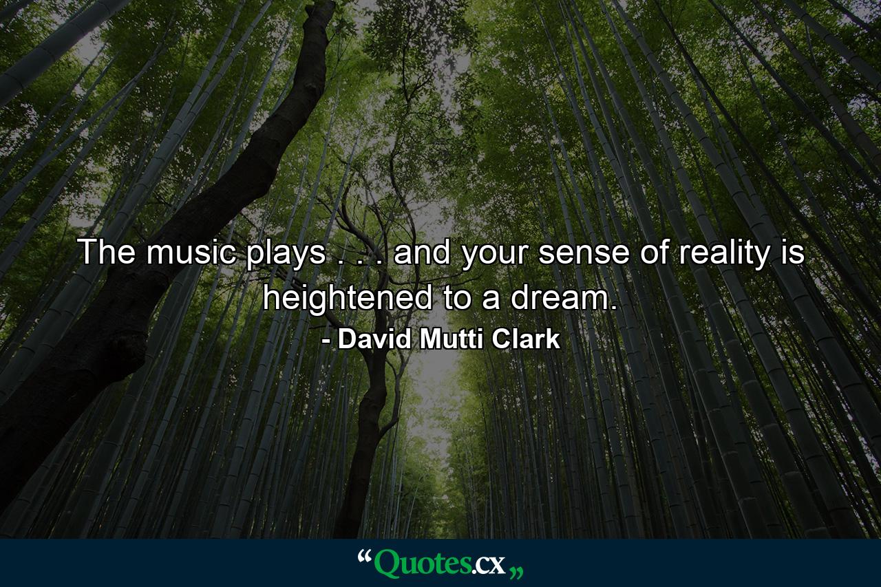 The music plays . . . and your sense of reality is heightened to a dream. - Quote by David Mutti Clark