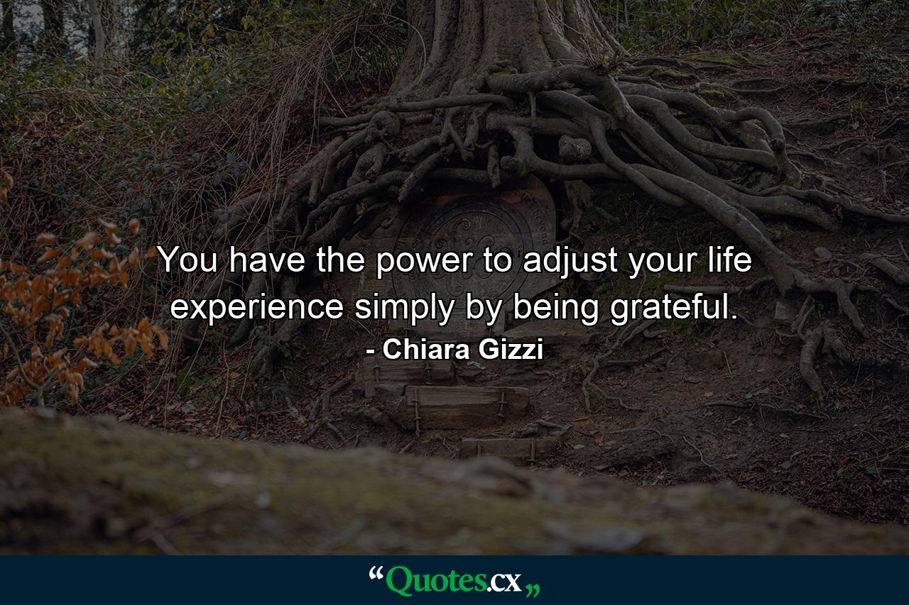 You have the power to adjust your life experience simply by being grateful. - Quote by Chiara Gizzi